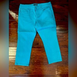 White House Black Market Slim Crop Teal Jeans Size 14
